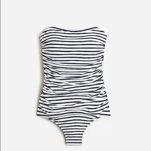 J.Crew Long-torso ruched bandeau one-piece in stripe